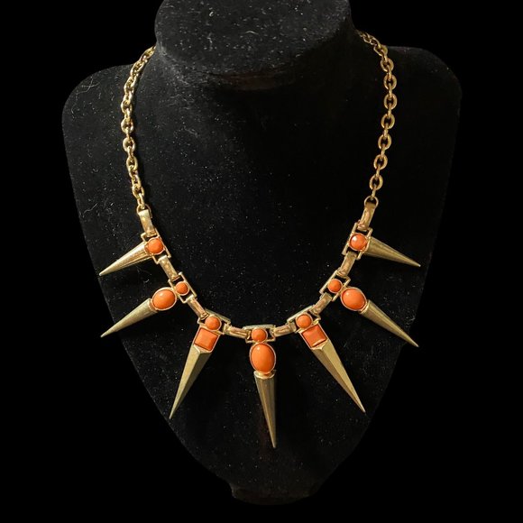 Jewelry - Large Chunky Gold-Plated Coral Necklace